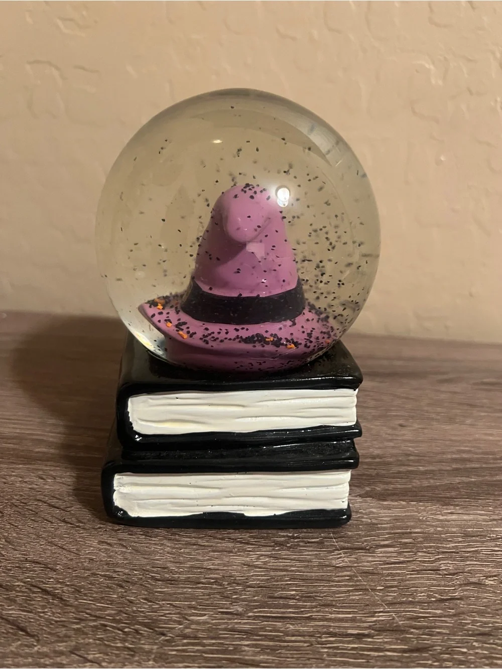 RAE DUNN Halloween Wicked Witch Snow Globe Books Black Purple NWOT